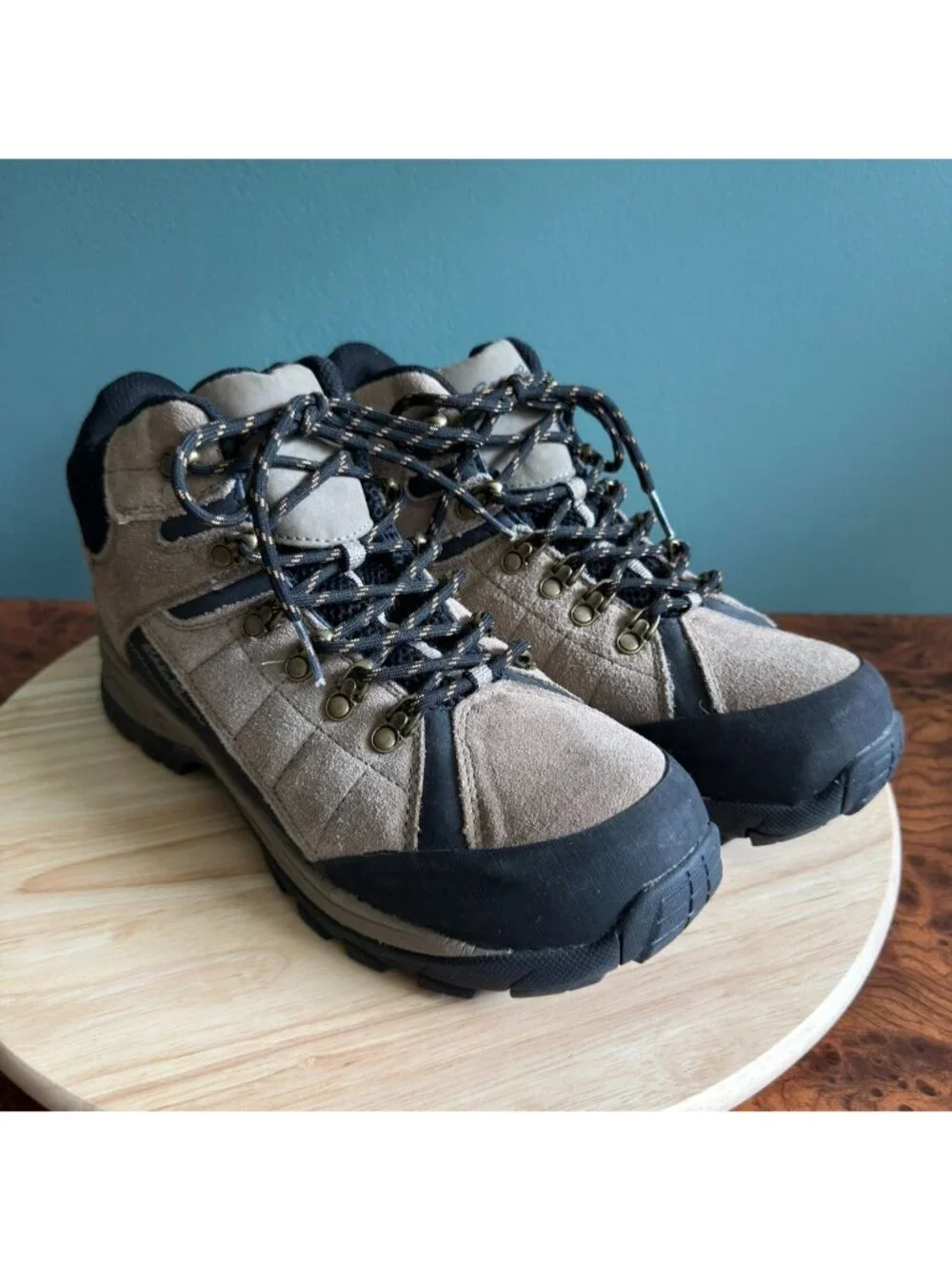Eddie Bauer Mens Hiking Boots Size 9 Tacama Suede Tan Black 